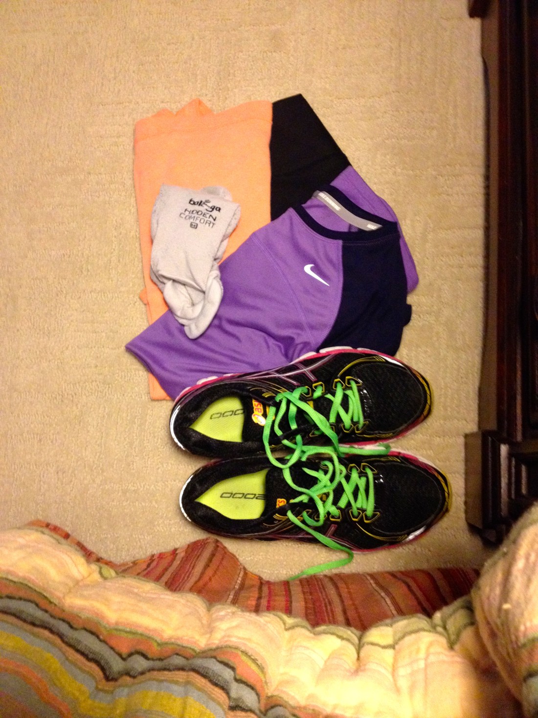 running shoes and clothes ready for morning