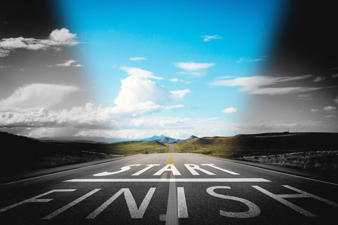 finish line road sky clouds